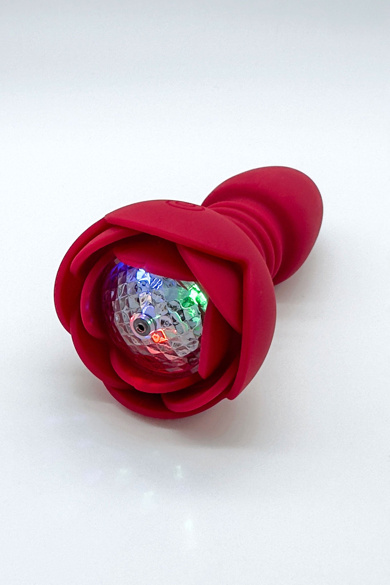 Rose-shaped LED anal toy with remote and app connectivity