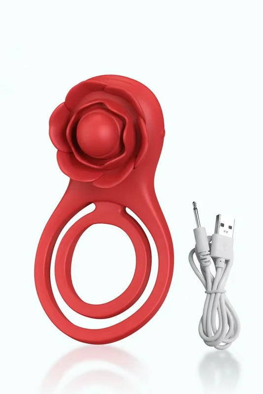 Red Soft silicone vibrating couples cock ring