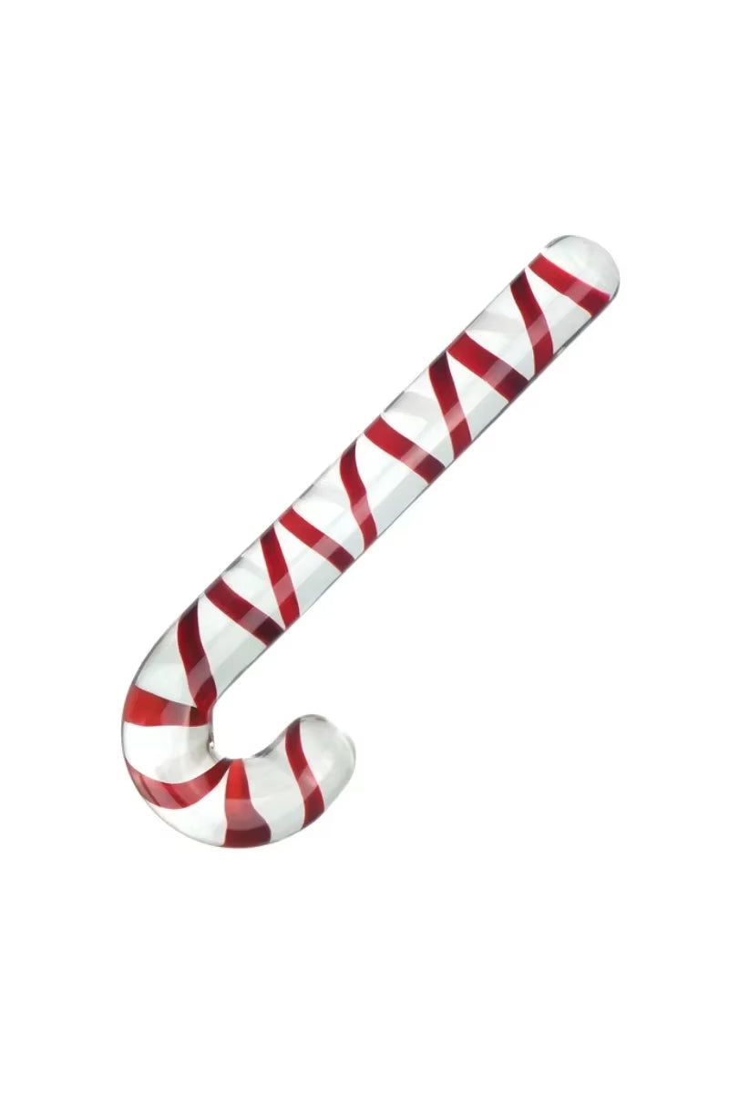 Red and white striped Candy Cane Glass Dildo