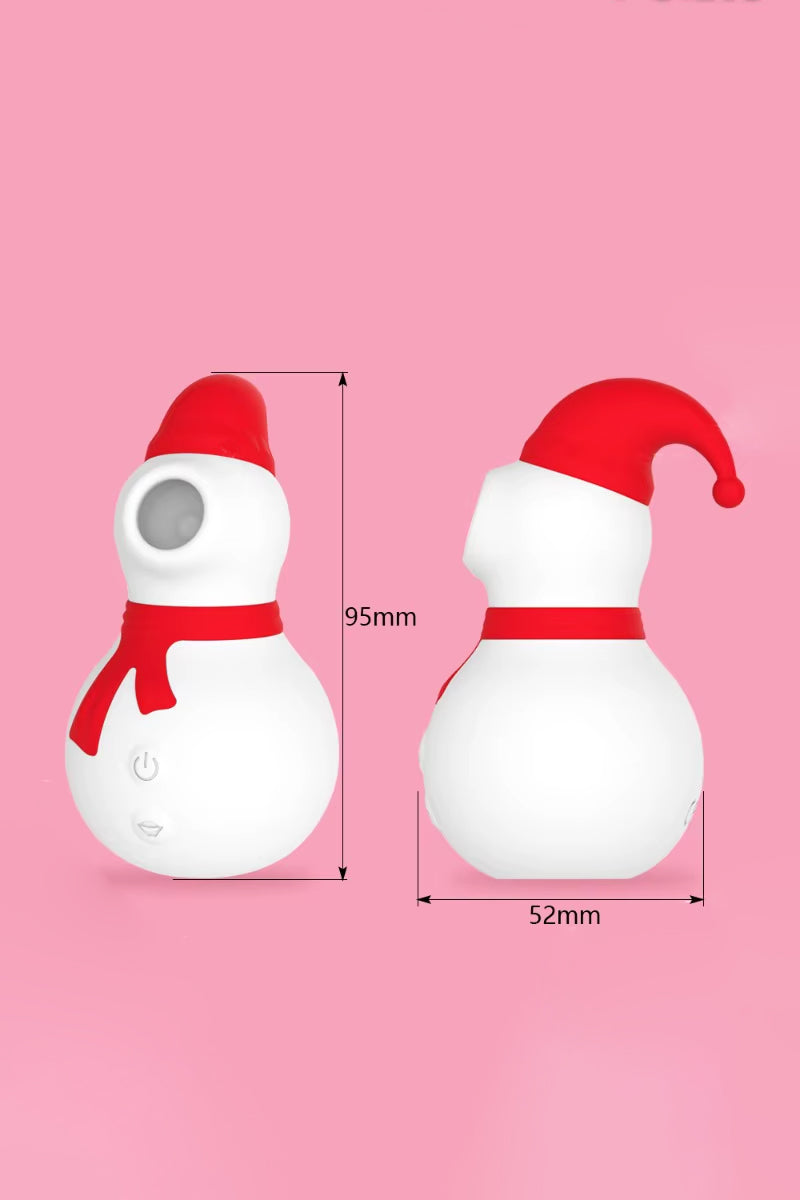 Red snowman clitoral stimulator suction vibrator front and back