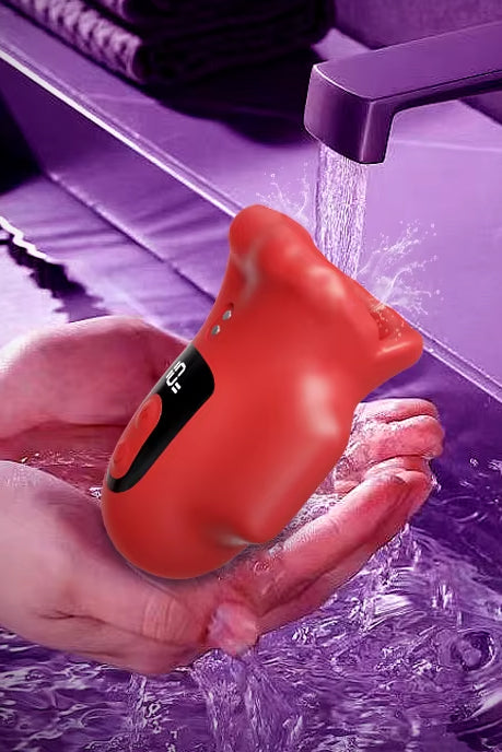Red waterproof vibrating men’s masturbator discreet design