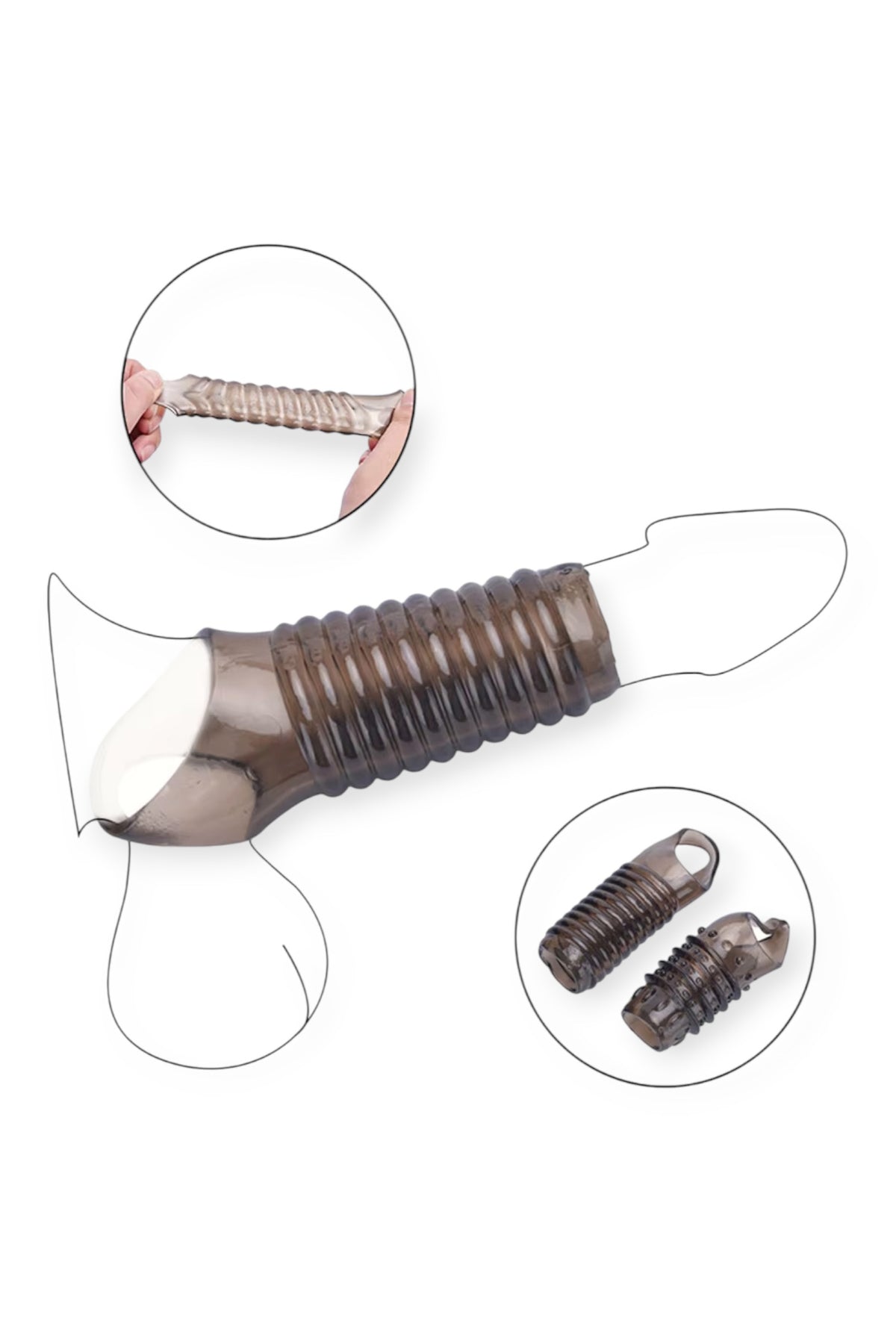 Reusable ribbed penis sleeve 