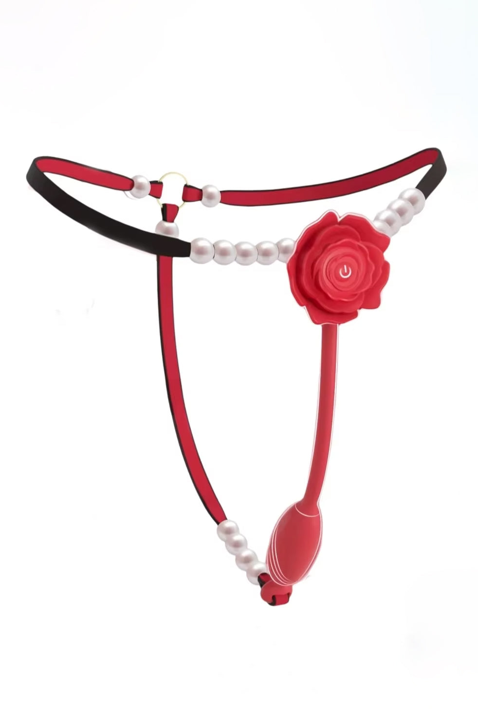 Rose Shaped Wearable Vibrator with Pearl Strap