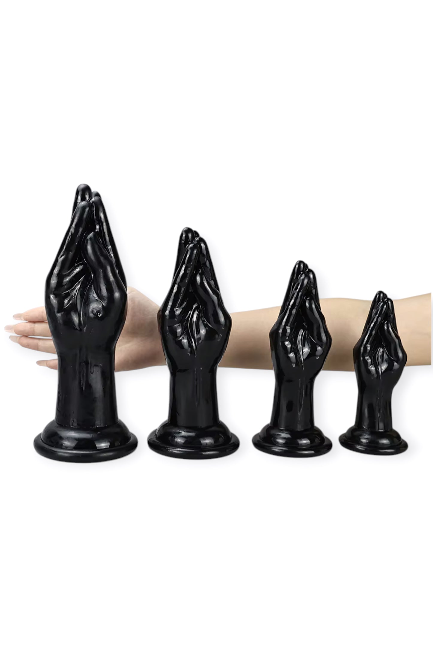 S M L XL black silicone fingers dildo size range