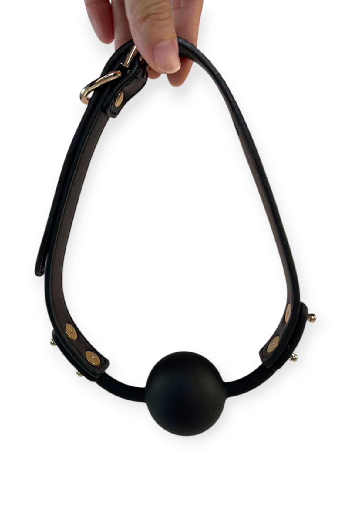 Silicone BDSM ball gag with buckle adjustable faux pu leather strap bondage gear