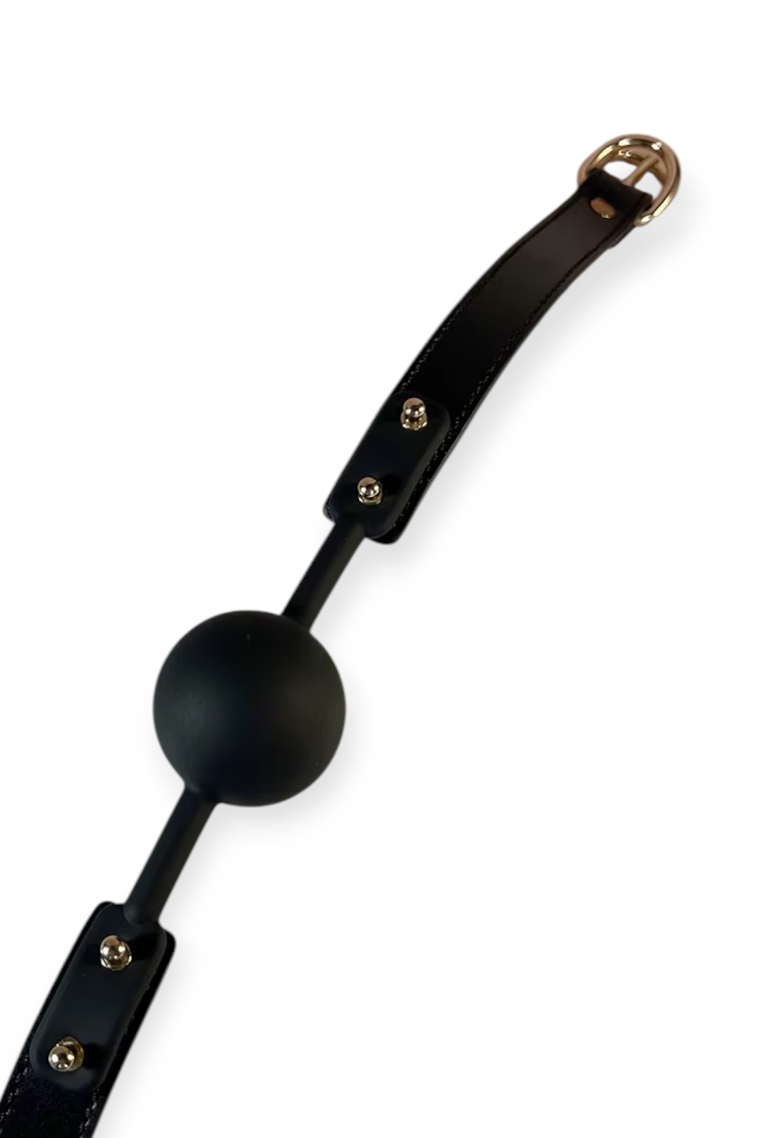 Silicone ball gag adjustable faux leather strap black bondage toy product photo