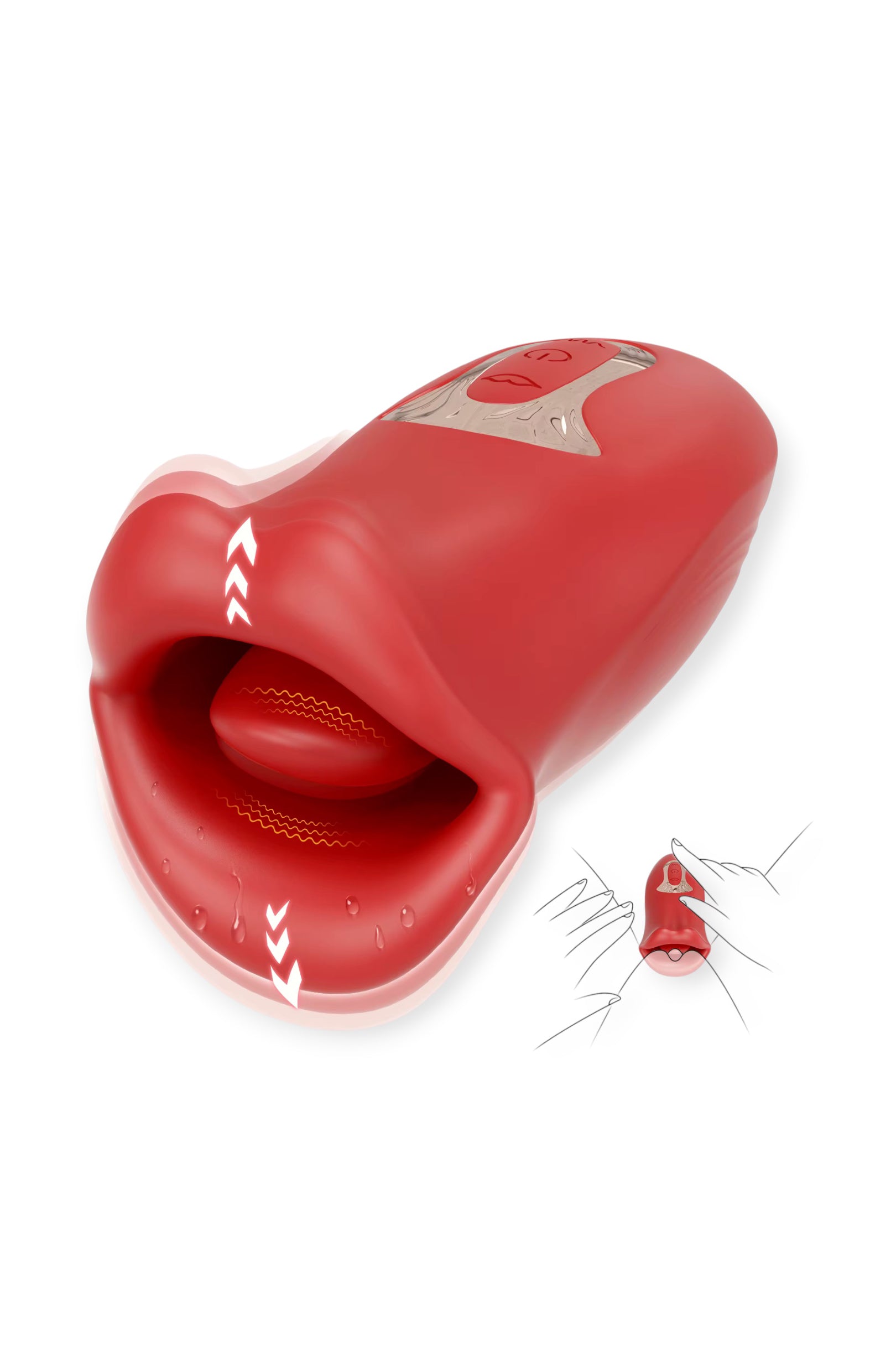 Silicone lip vibrator with realistic moving lip action for women