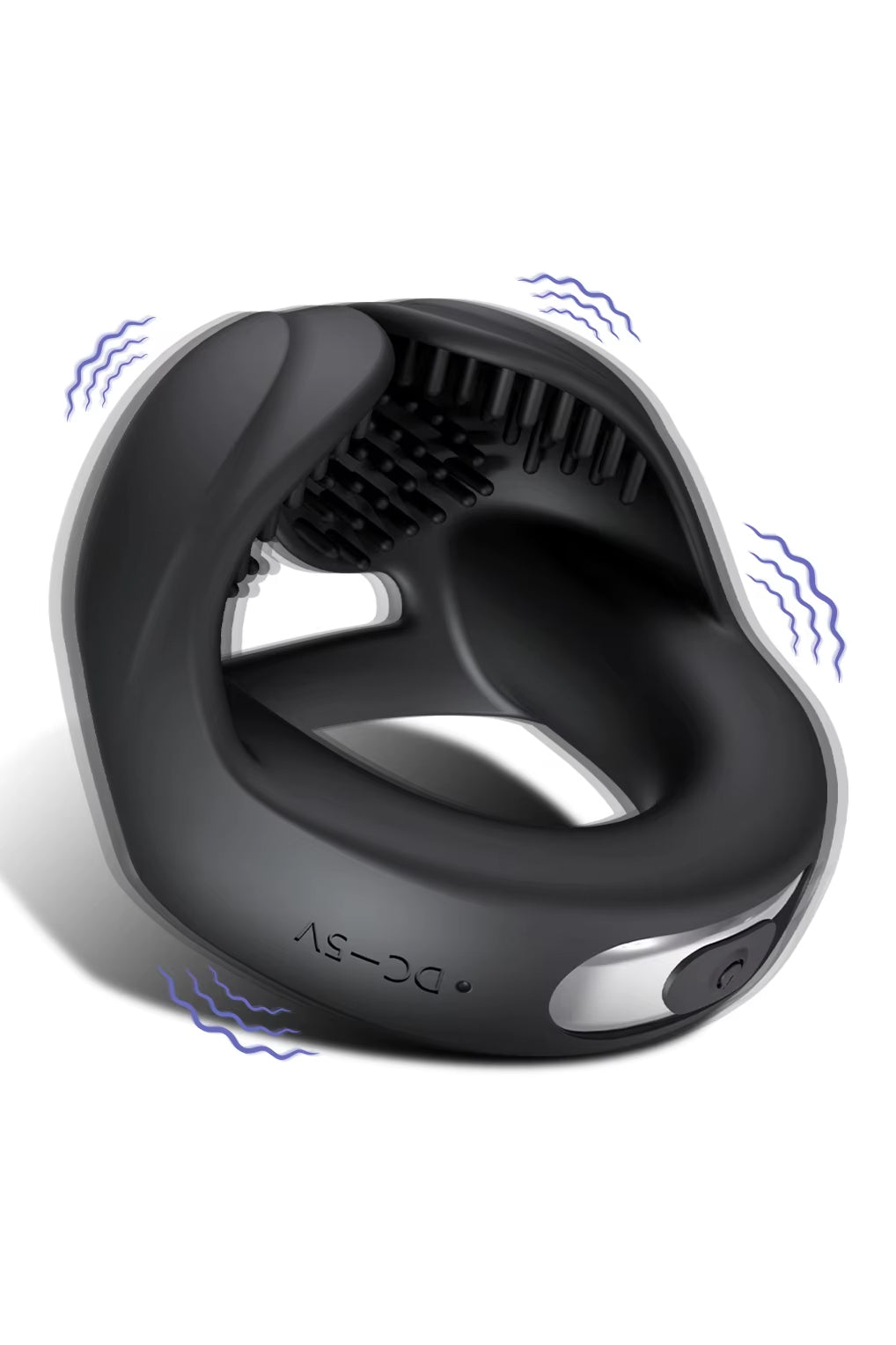 Stretchable vibrating cock ring with testicular stimulation