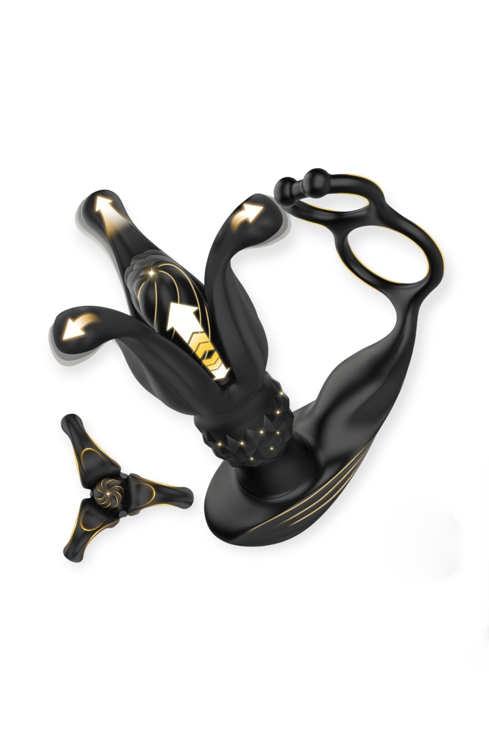 Thrusting expandable butt plug with cock ring and remote control – expanding male toy