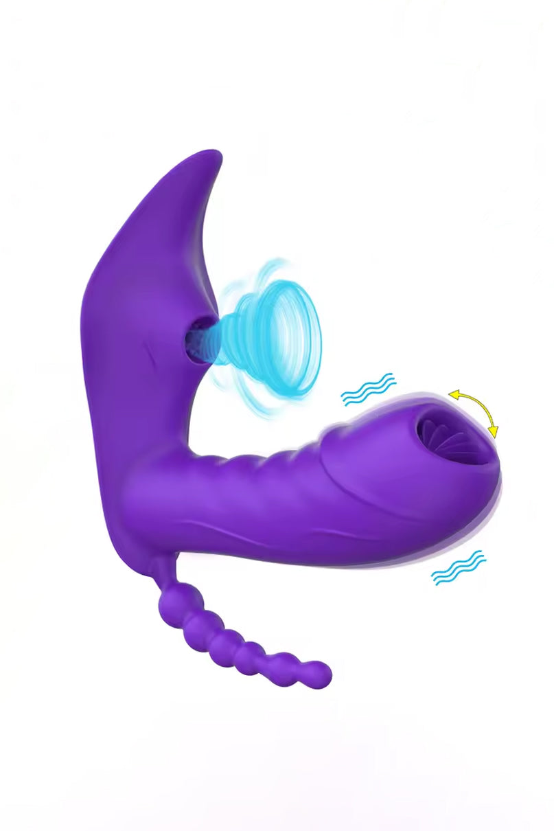 Toygasm 3-in-1 wearable vibrator with suction licking and anal beads
