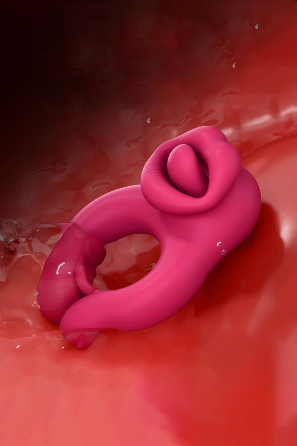 Vibrating cock ring for couples with clitoral tongue stimulation