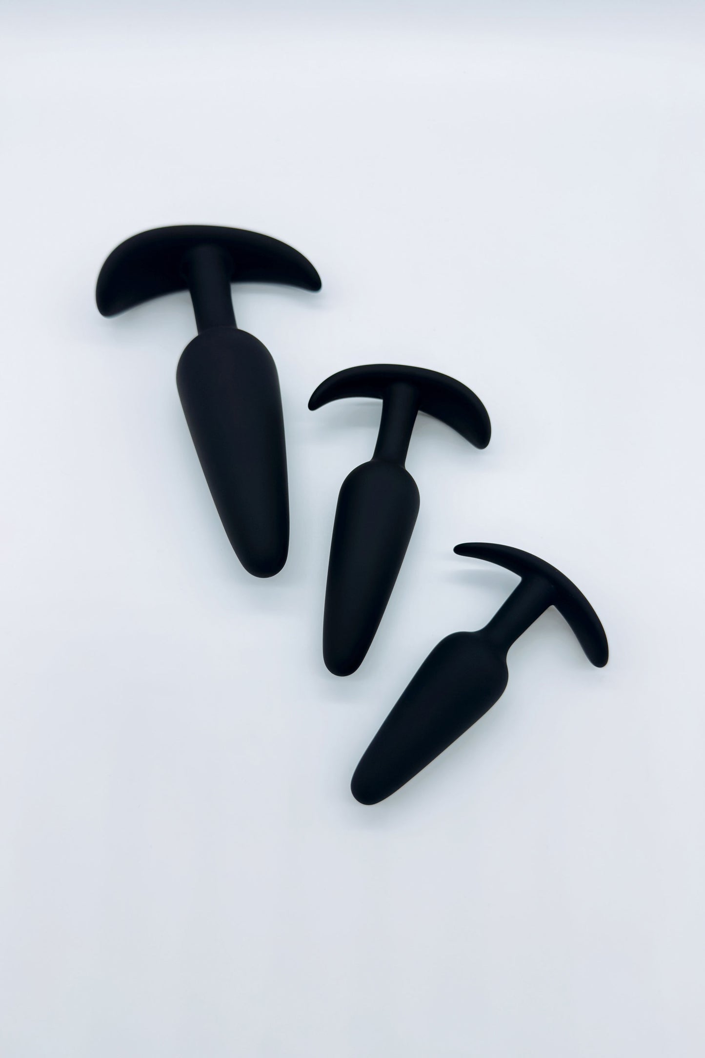 Waterproof black anal plug set for beginners and couples