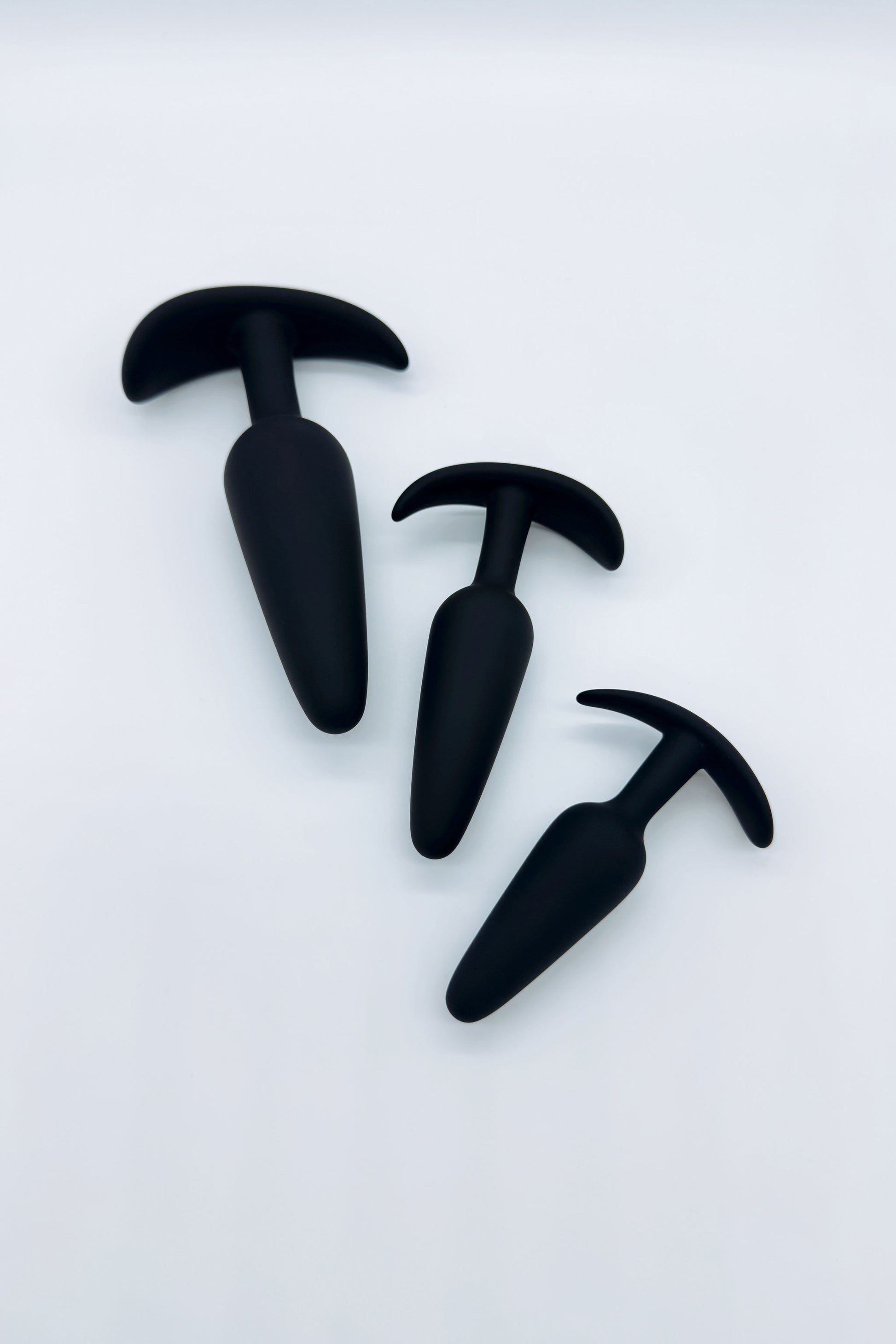 Waterproof black anal plug set for beginners and couples