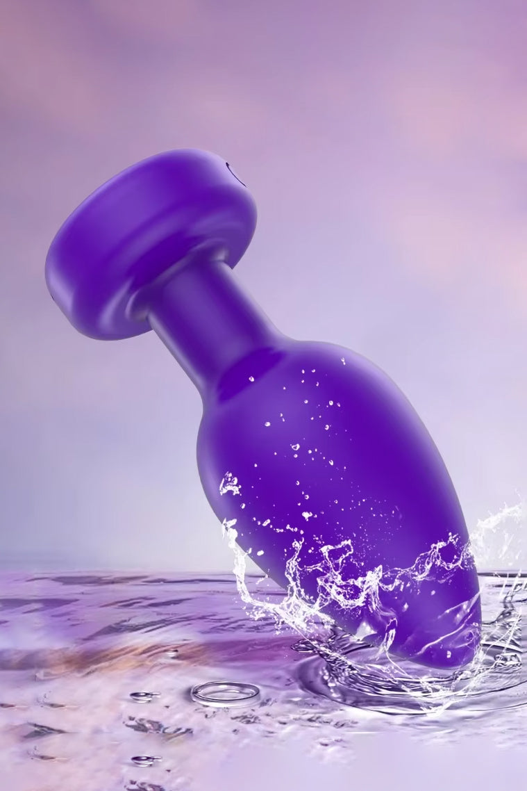 Waterproof vibrating purple anal butt plug