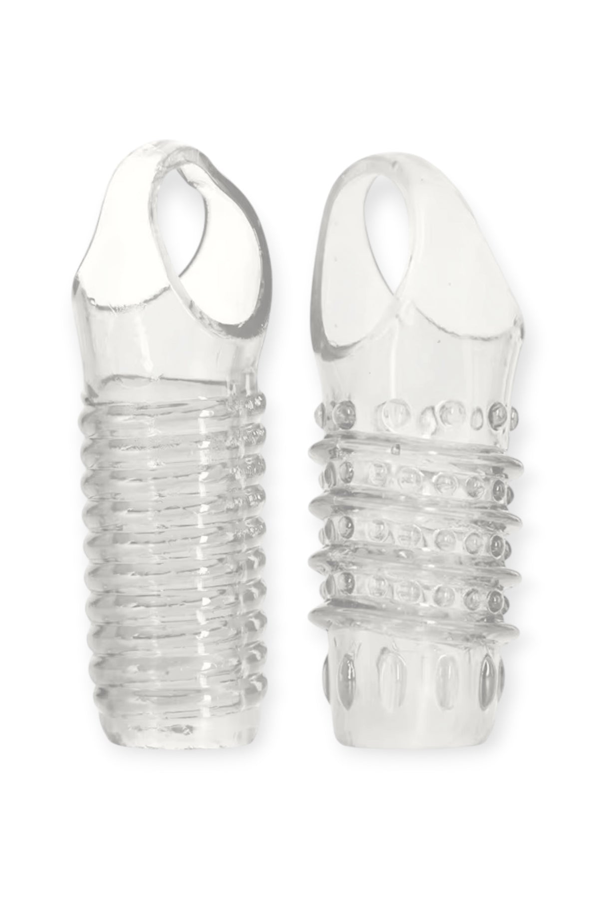 White ribbed and textured penis sleeves