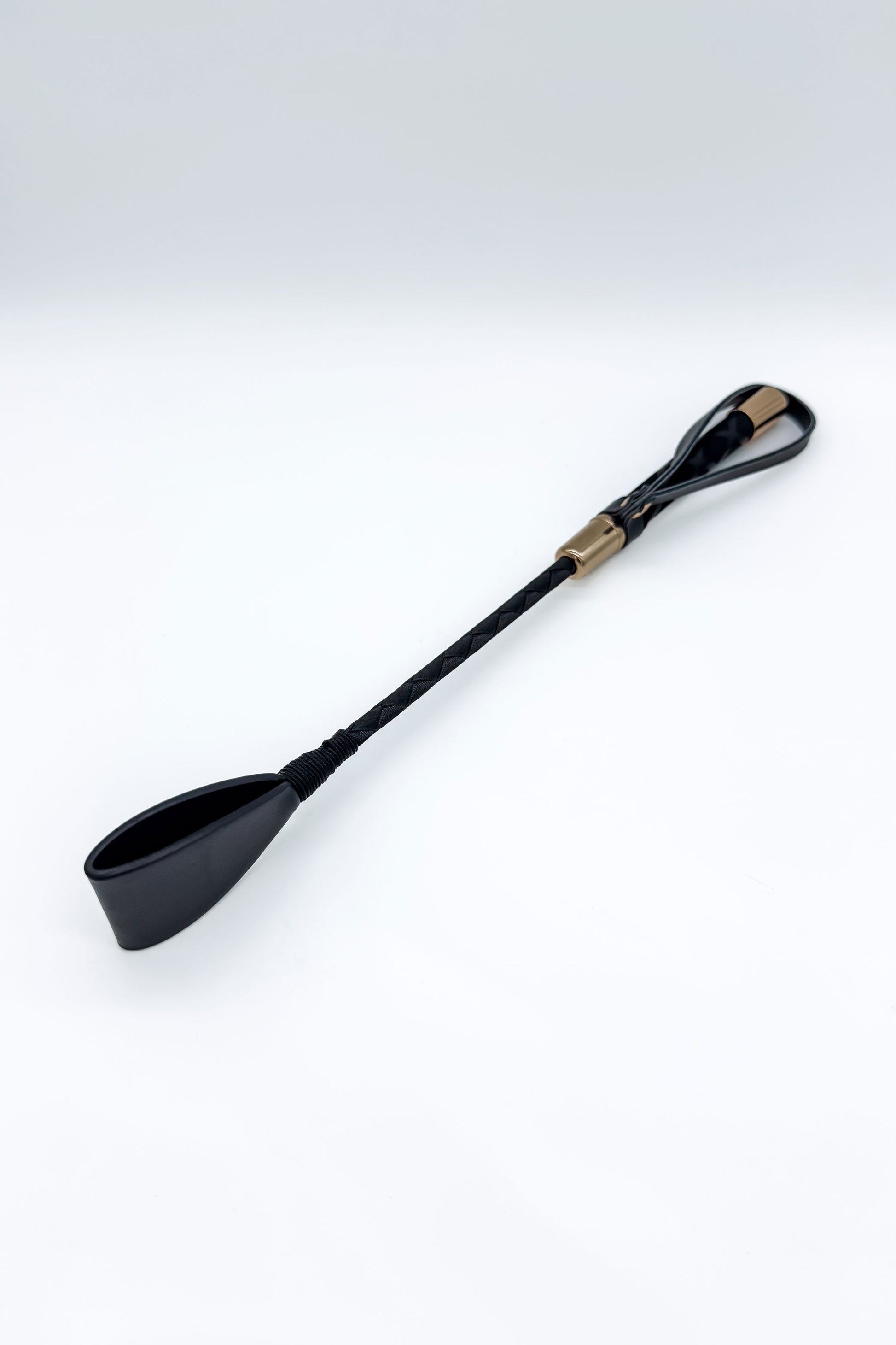bondage paddle whip black faux leather braided grip handle BDSM toy