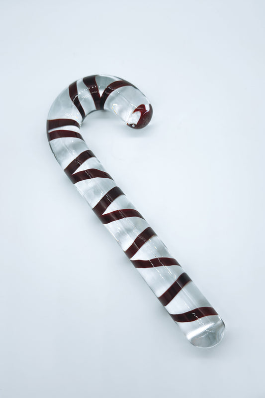 candy cane glass dildo festive design