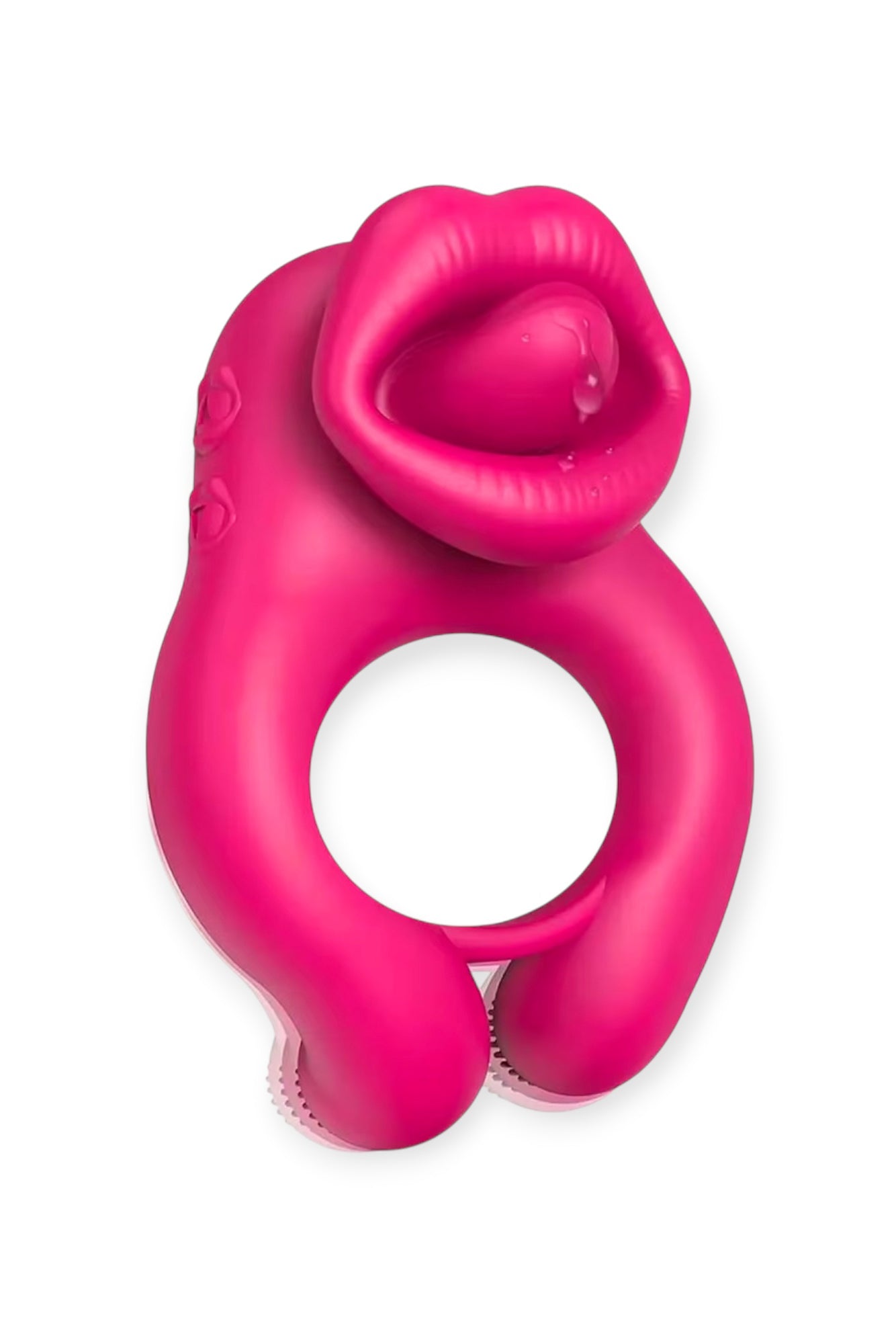 couples vibrating cock ring with clitoral stimulation lips design pink silicone