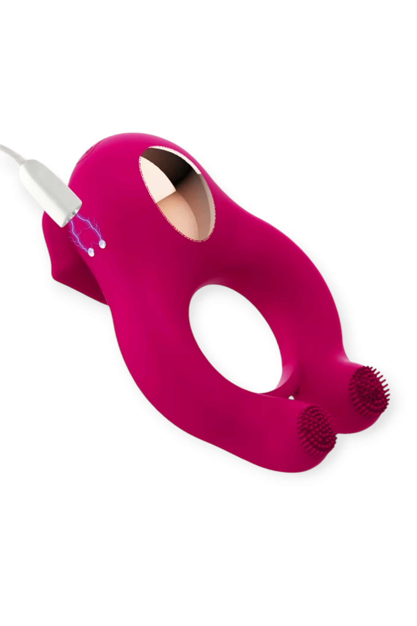 couples vibrator ring with clitoral suction lips and textured massage tips