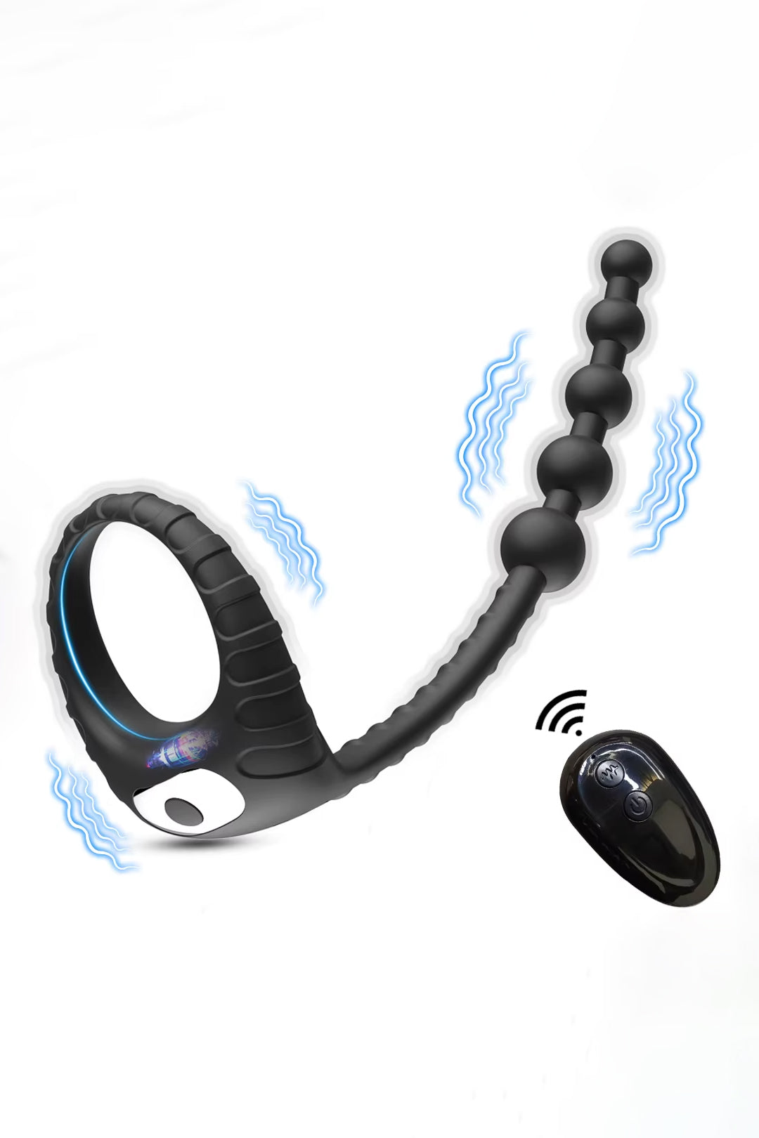 dual stimulation cock ring vibrating prostate massager anal beads silicone