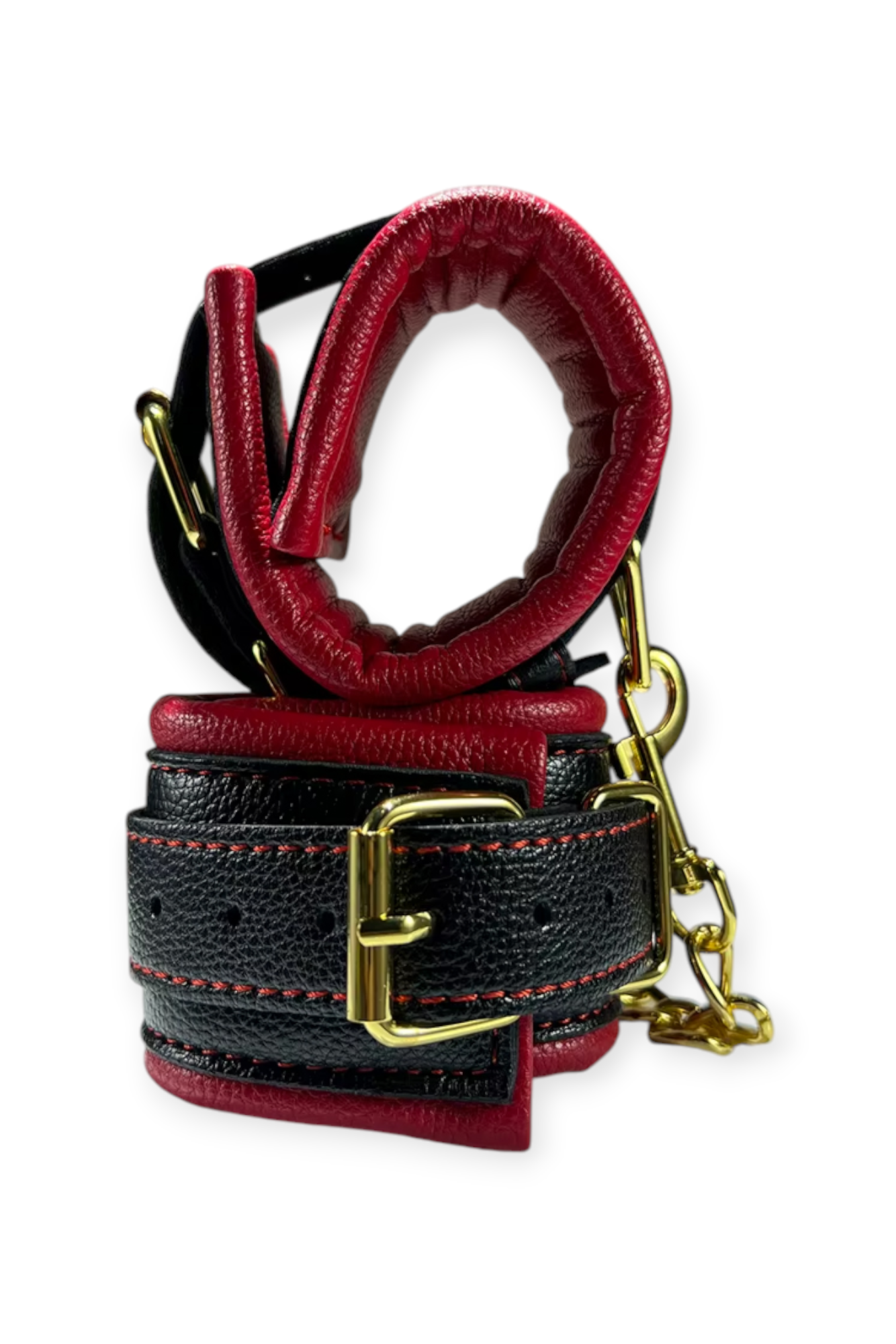 faux leather bondage ankle cuffs with gold hardware adjustable straps bdsm