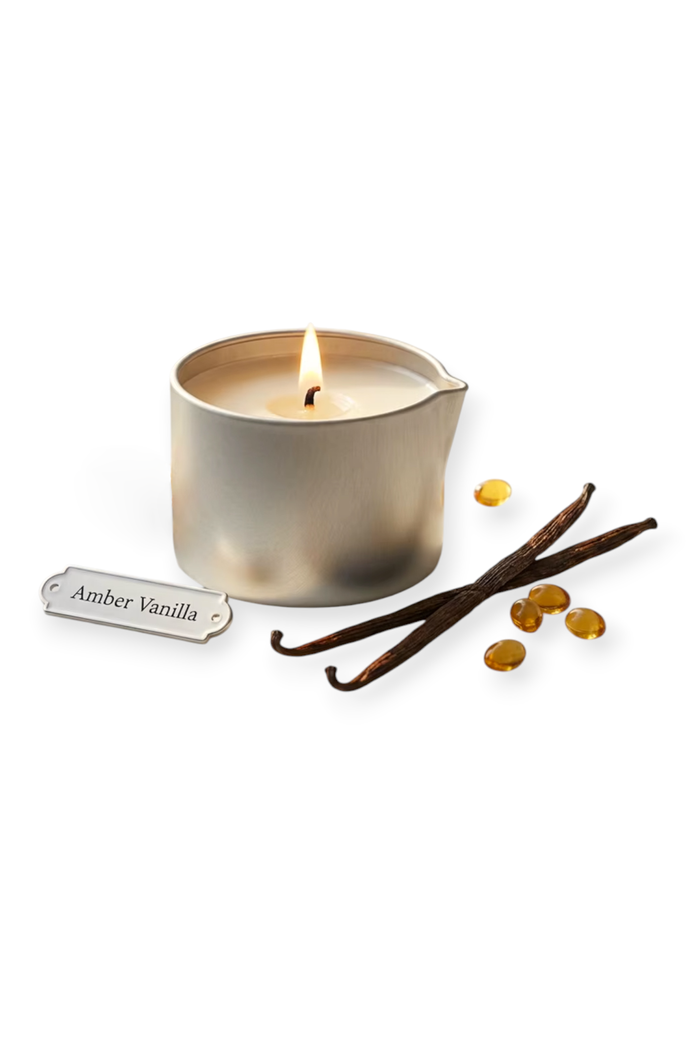 massage candle melts into oil amber vanilla