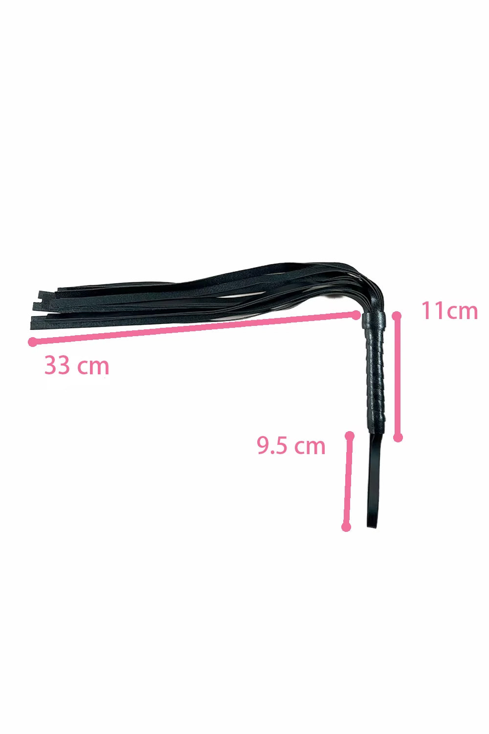 multi tail faux leather flogger whip black BDSM accessory