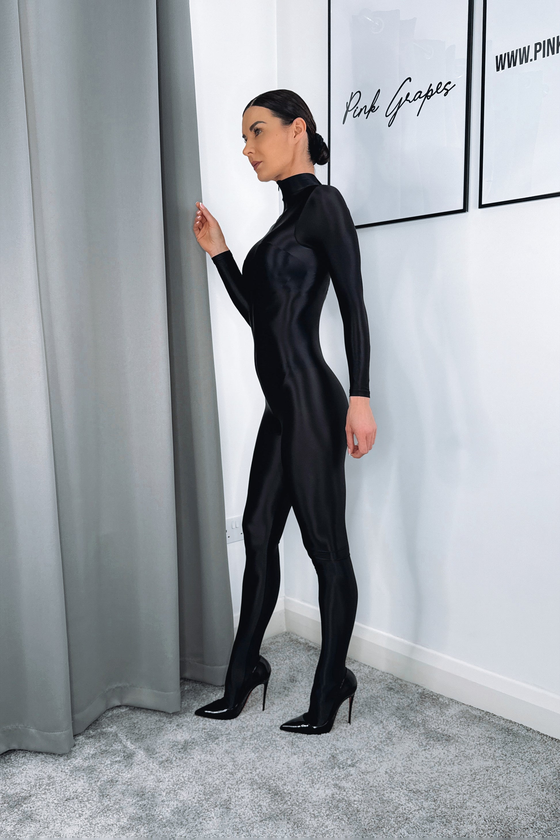 oil shine nylon bodystocking glossy bodysuit second skin stretch fabric