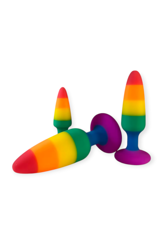 rainbow pride silicone butt plug small lgbt anal plug body safe colourful plug UK