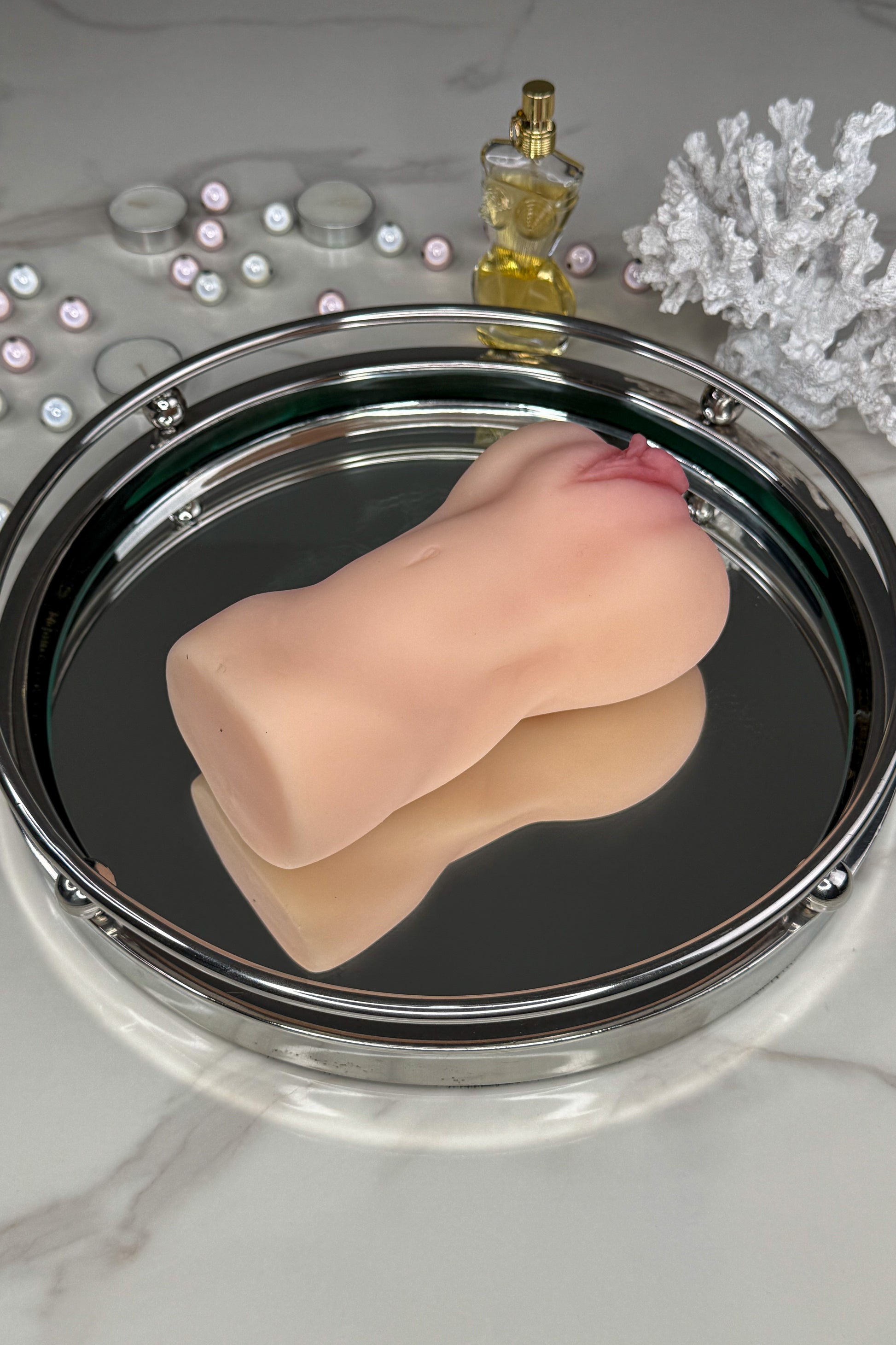 realistic pussy and anus male masturbator textured silicone stroker UK