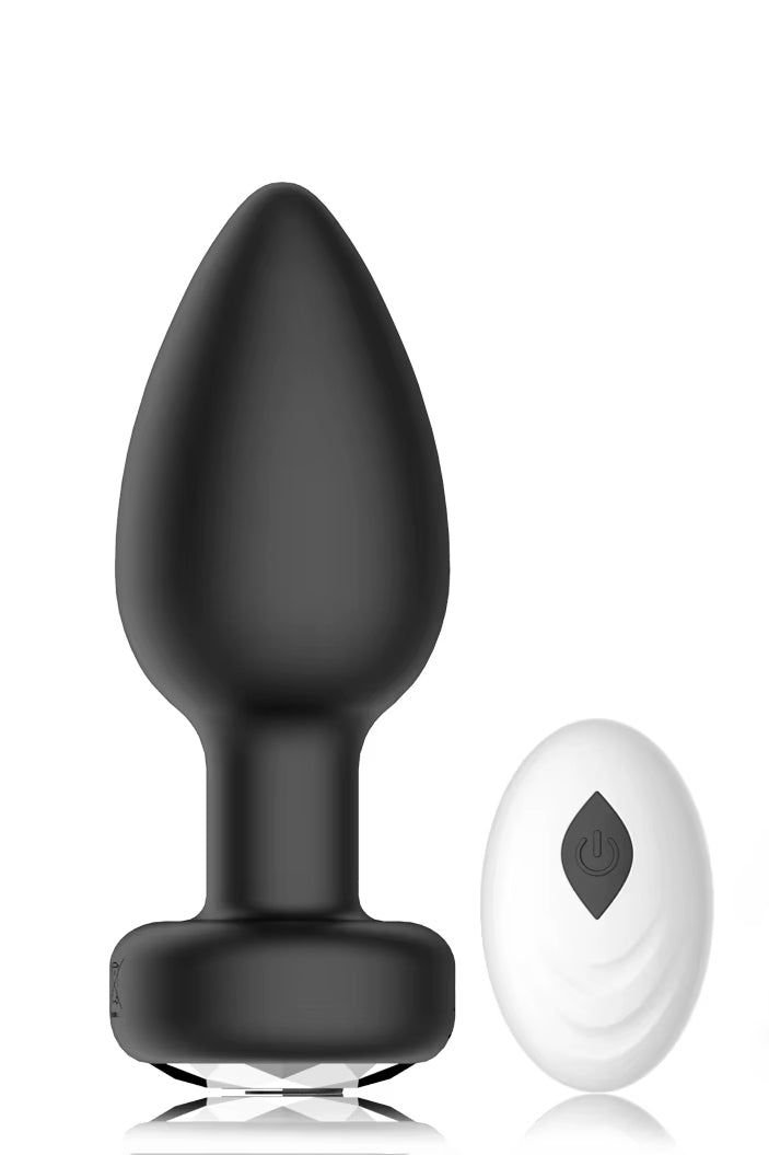 vibrating black butt plug with 10 modes waterproof silicone design