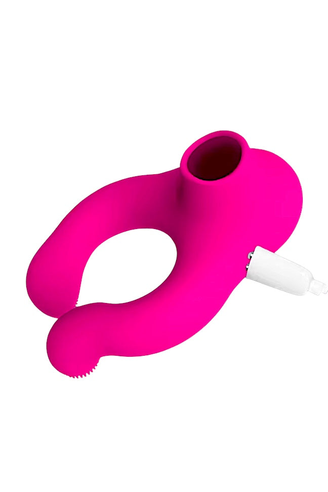 Couples Vibrating Cock Ring with Clitoral Suction Pink Grapes Couples Vibrating Cock Ring with Clitoral Suction Pink Grapes