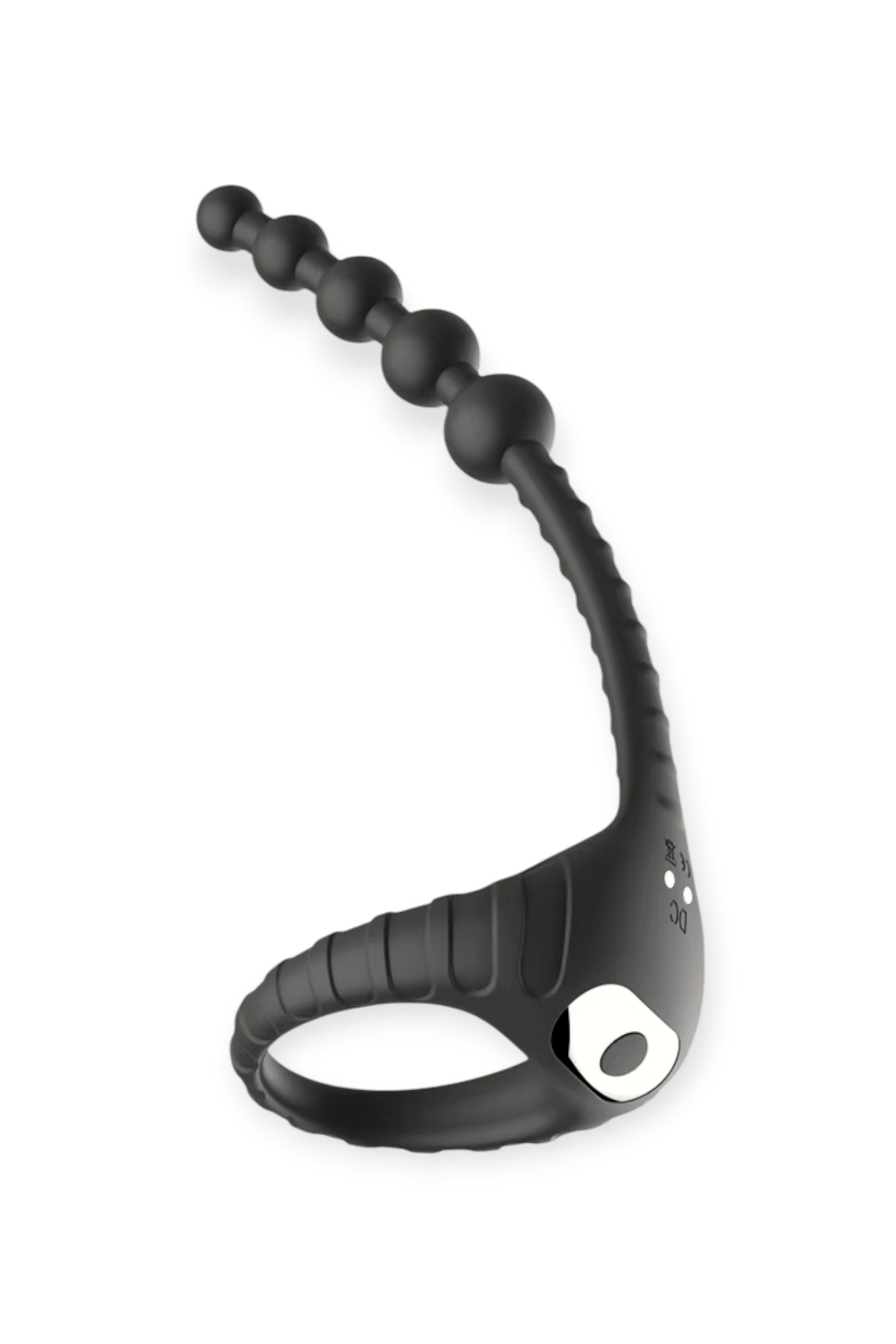 vibrating cock ring with anal beads dual stimulation silicone sex toy