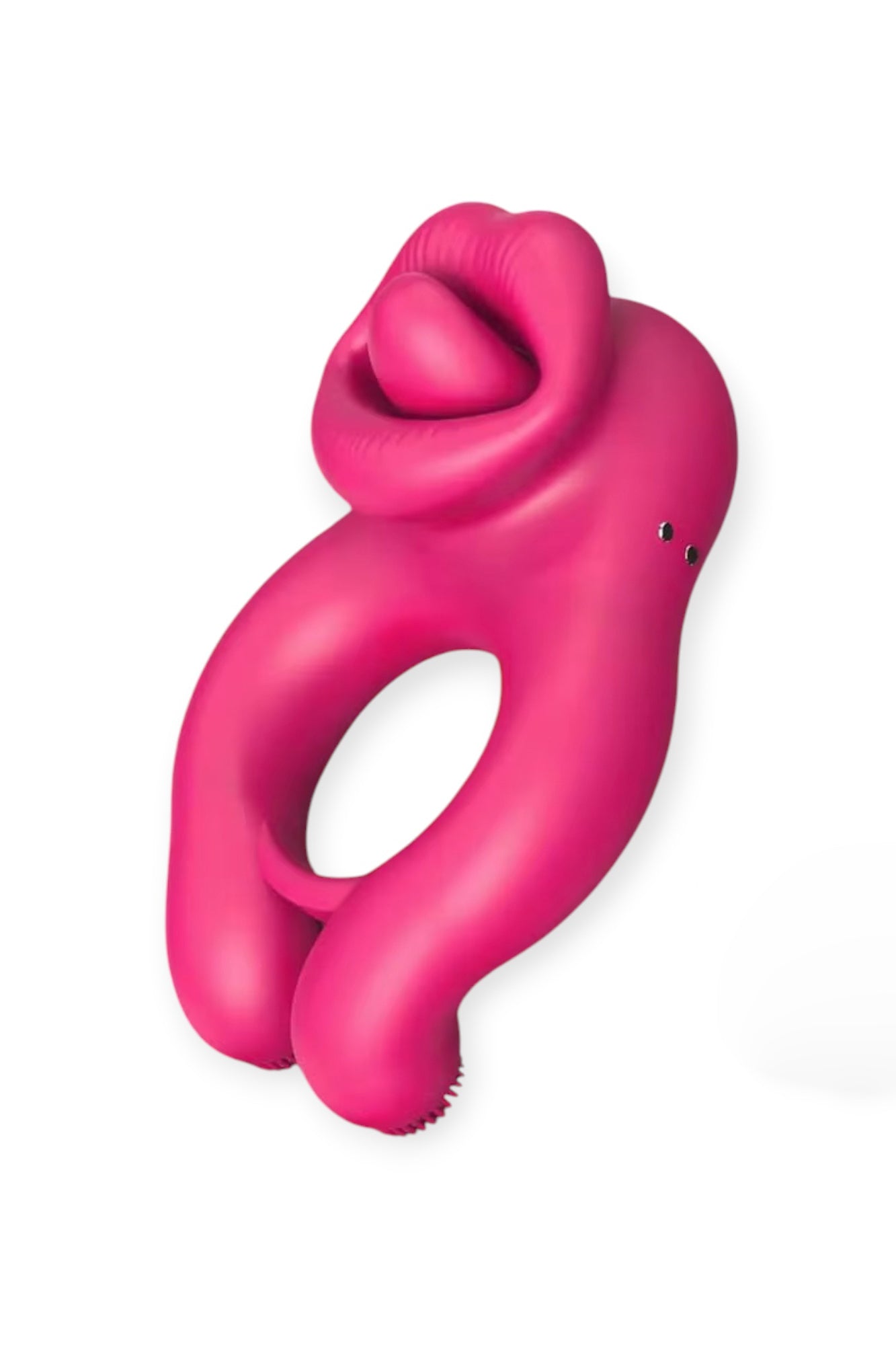 vibrating cock ring with tongue stimulator for couples rechargeable pink silicone ring